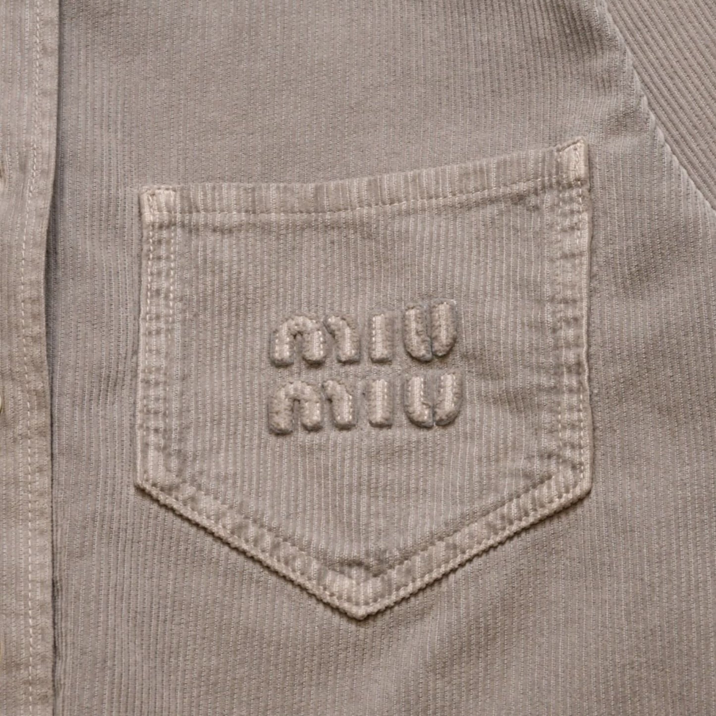 Miu Miu Garment Dye Corduroy Shirt Short Length Cropped Washed Fabric Gray — view 6