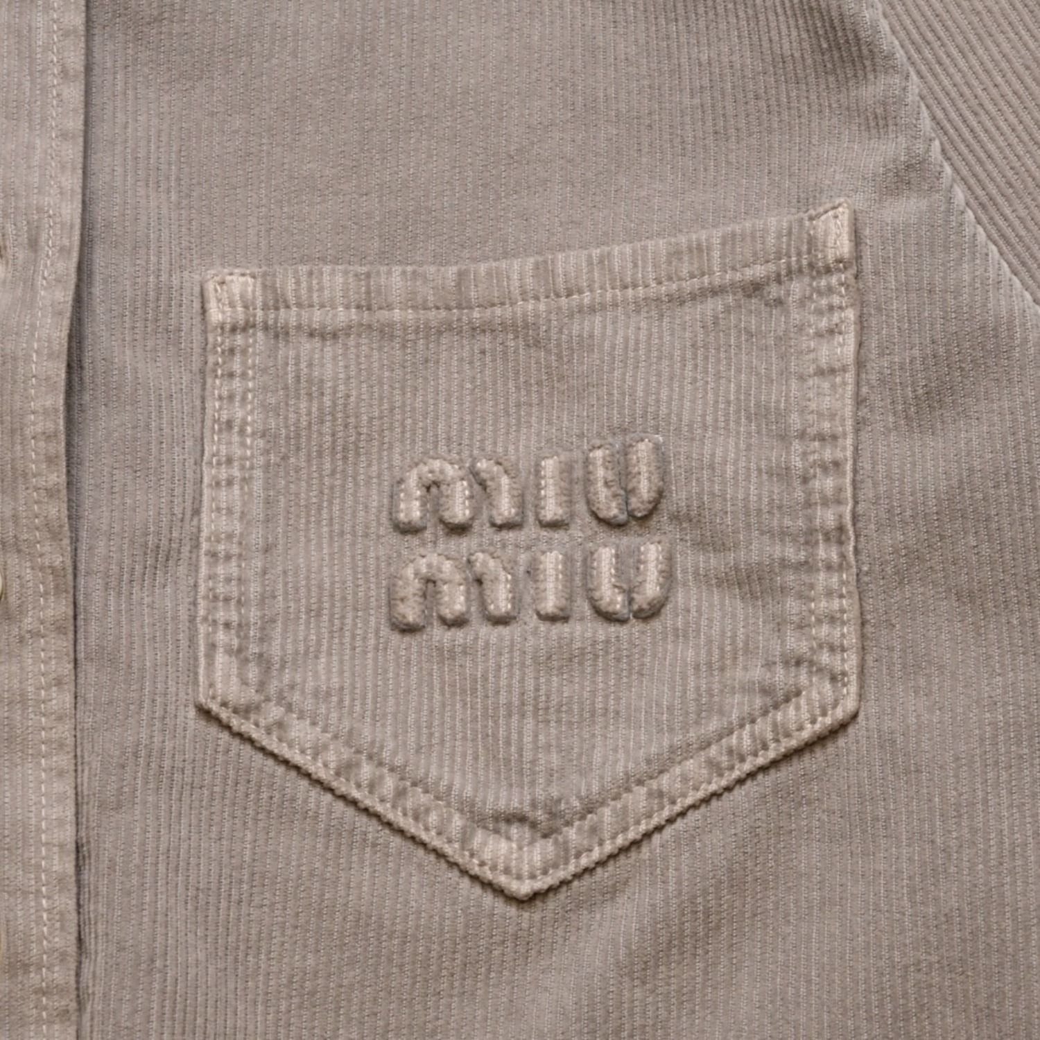 Miu Miu Garment Dye Corduroy Shirt Short Length Cropped Washed Fabric Gray — view 6