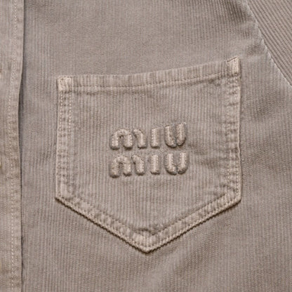 Miu Miu Garment Dye Corduroy Shirt Short Length Cropped Washed Fabric Gray — view 6