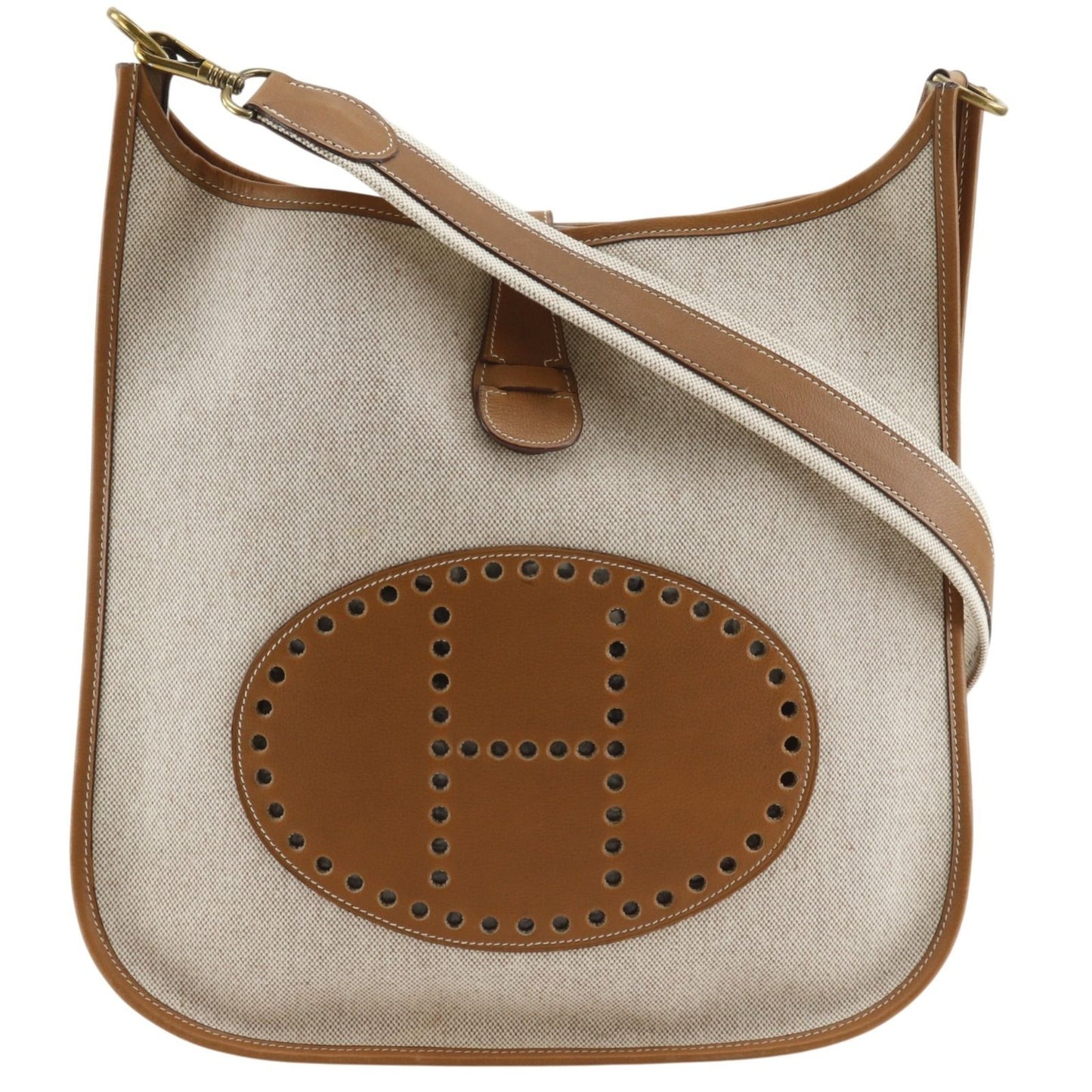 Hermes Evelyne 1 GM Toile Ash Beige L Shoulder