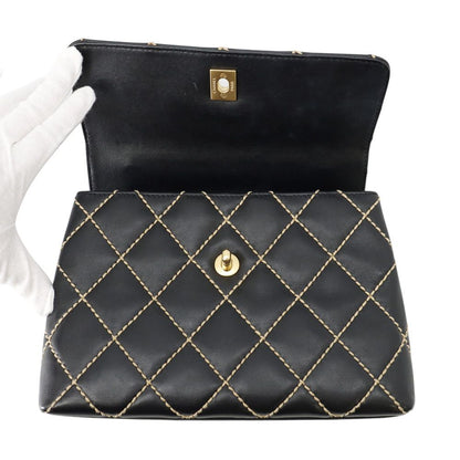 Chanel Handbag Stitch CC Logo Lambskin Bag Black — view 6