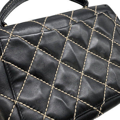 Chanel Handbag Stitch CC Logo Lambskin Bag Black — view 8