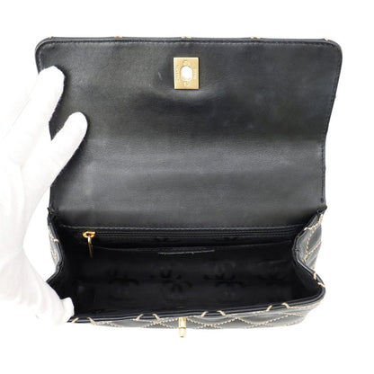 Chanel Handbag Stitch CC Logo Lambskin Bag Black — view 5