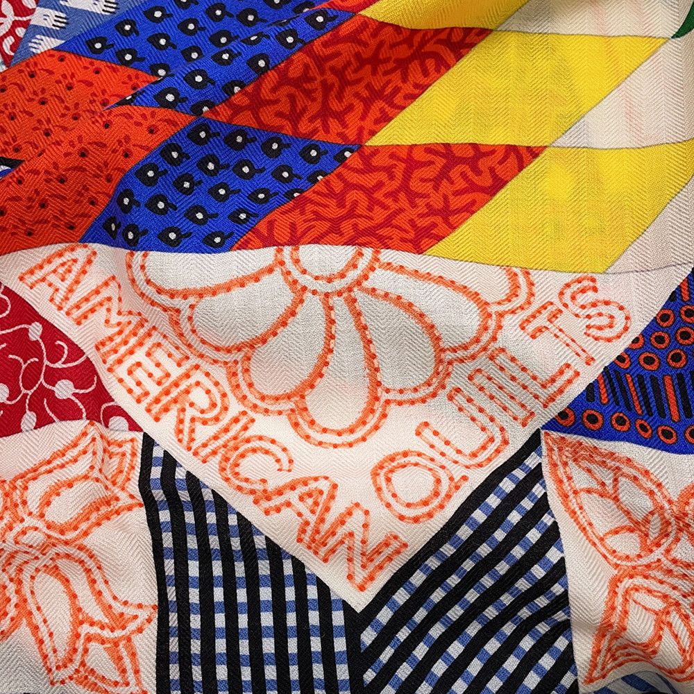 Hermes Shawl Carre 140 Geant American Quilts Cashmere Silk Scarf — view 3