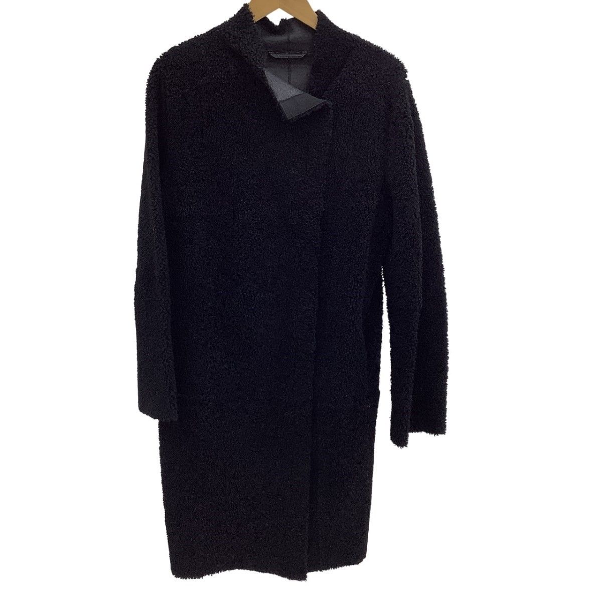 Max Mara Coat Fleece Inside Leather 42 Black