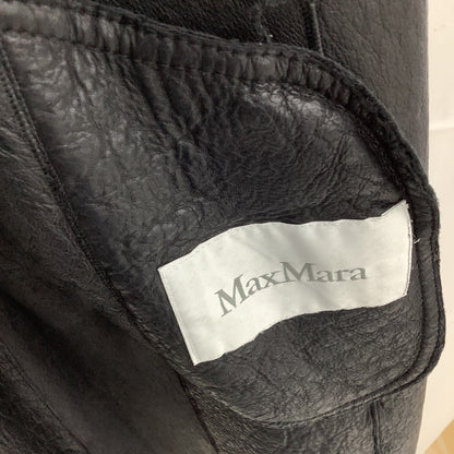 Max Mara Coat Fleece Inside Leather 42 Black — view 4