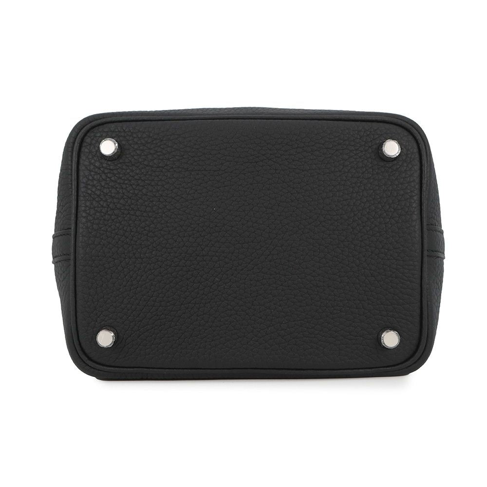 Hermes Handbag Picotin Lock PM Black Silver Taurillon Clemence — view 3