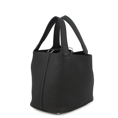 Hermes Handbag Picotin Lock PM Black Silver Taurillon Clemence — view 2