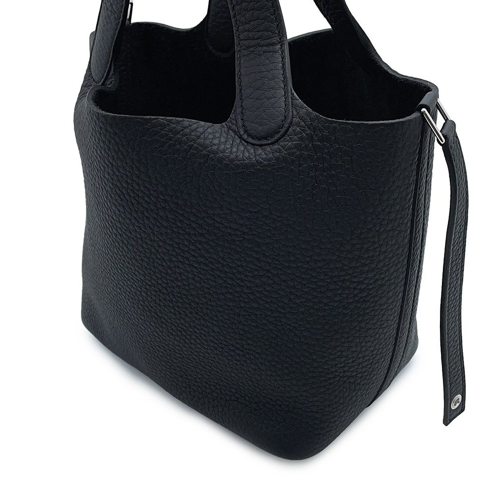 Hermes Handbag Picotin Lock PM Black Silver Taurillon Clemence — view 6