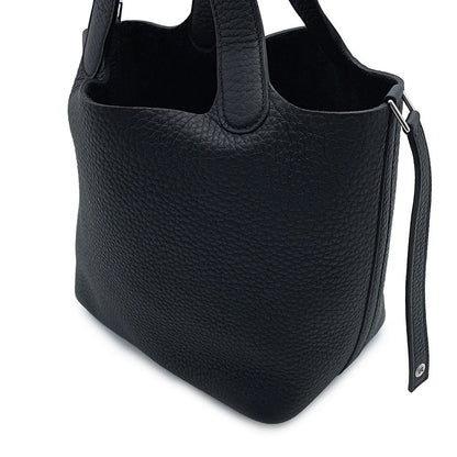 Hermes Handbag Picotin Lock PM Black Silver Taurillon Clemence — view 6