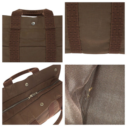 Hermes Her Line MM Brown Silver Polyamide Polyester Tote — view 6