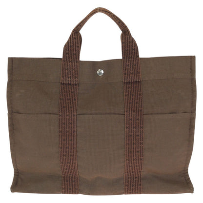 Hermes Her Line MM Brown Silver Polyamide Polyester Tote — view 2