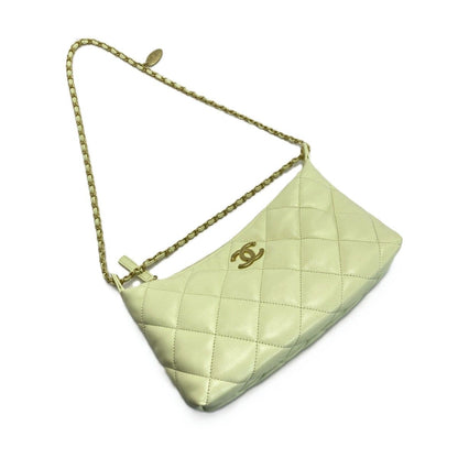 Chanel CC Logo Quilted Hobo Yellow Lambskin Chain — view 2