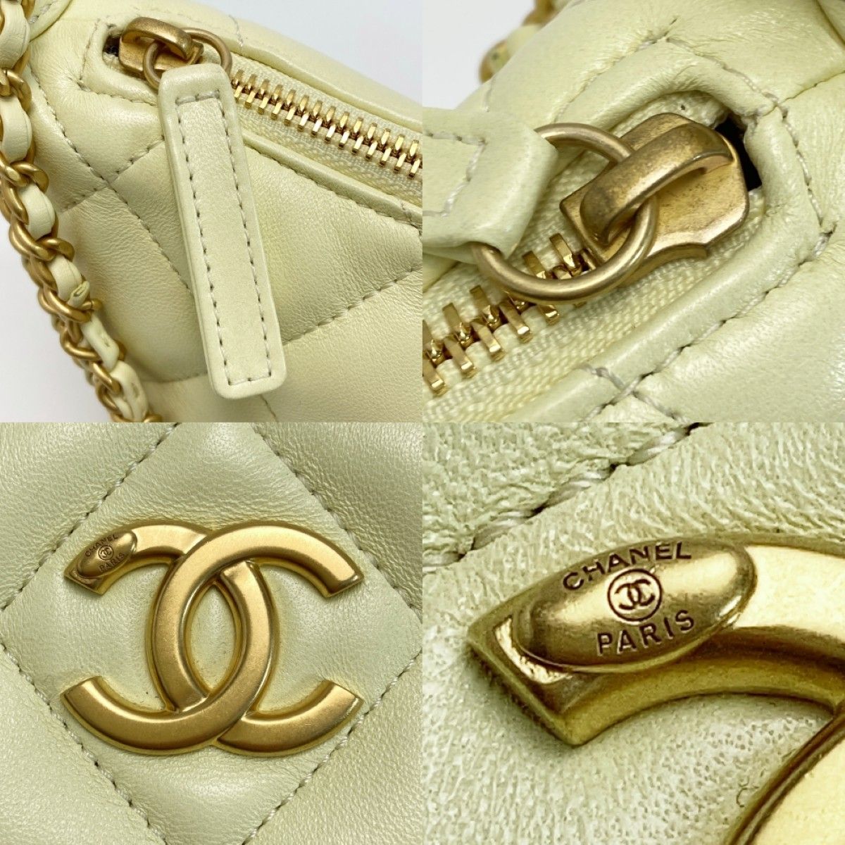 Chanel CC Logo Quilted Hobo Yellow Lambskin Chain — view 6