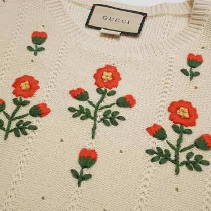 Gucci Knit XS Balloon Sleeve Sweater Flower Embroidery — view 4