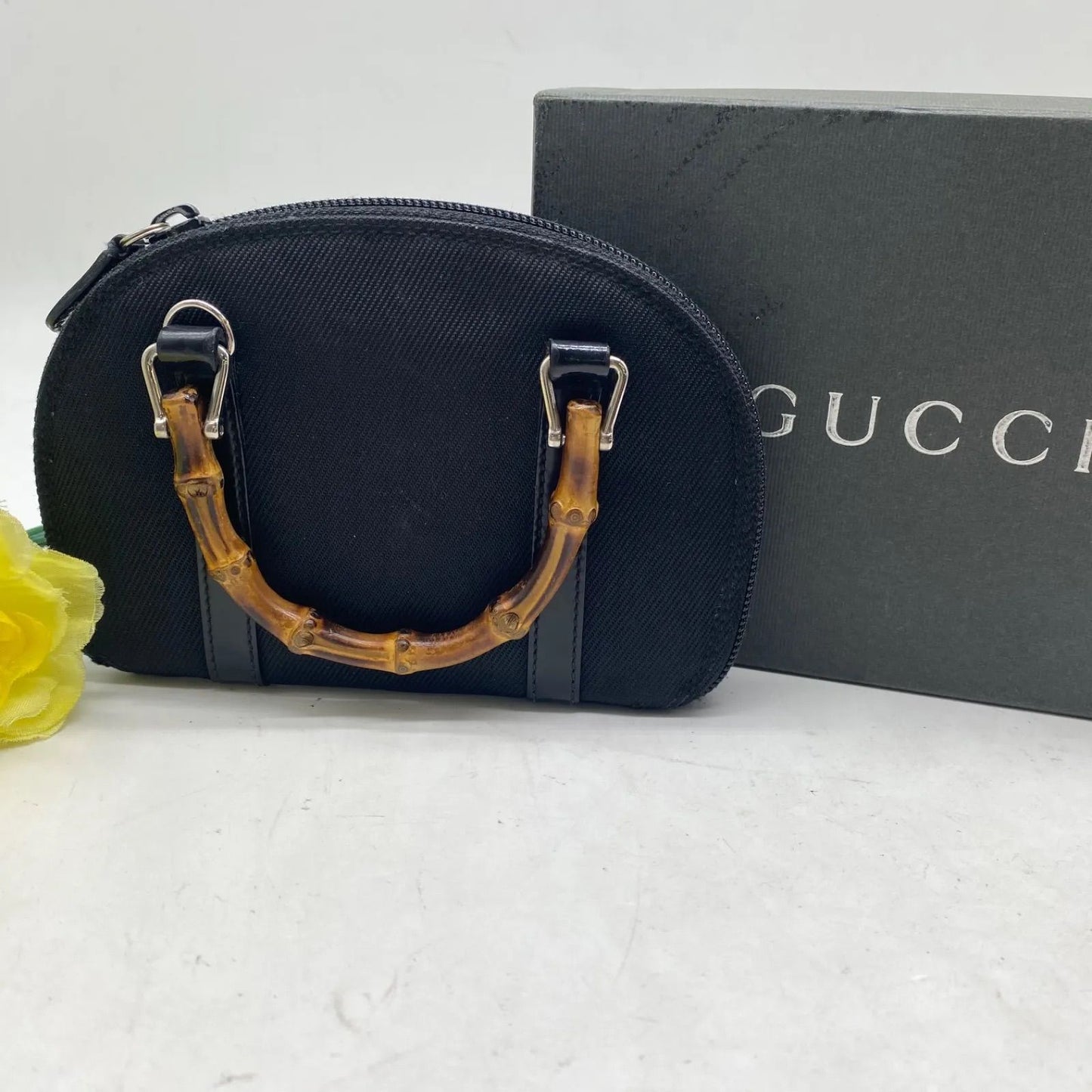 Gucci Handbag Bamboo Black Nylon Mini Pouch Coin