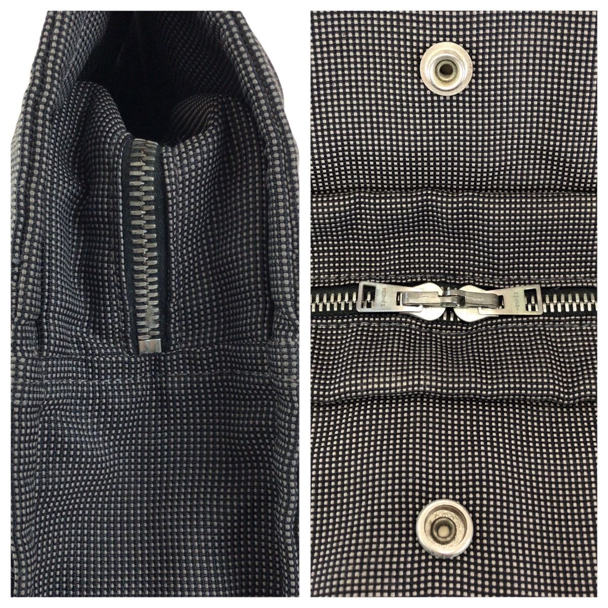 Hermes Her Line MM Gray Silver Polyamide Polyester Tote — view 6