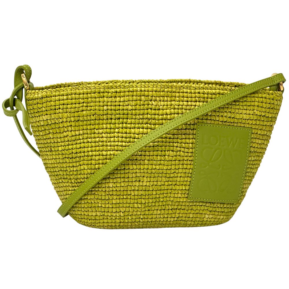 Loewe Anagram Shoulder Bag Raffia Leather Green Crossbody Logo Cool Spring