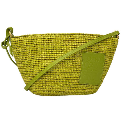Loewe Anagram Shoulder Bag Raffia Leather Green Crossbody Logo Cool Spring