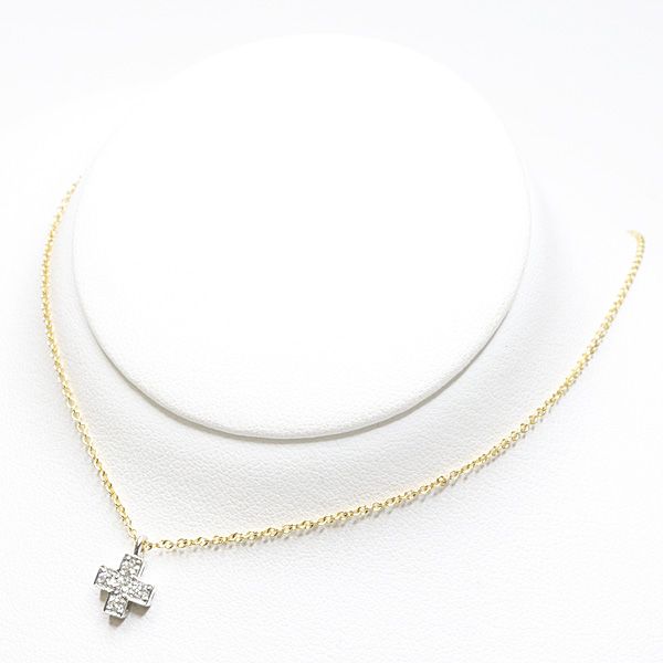 Tiffany & Co Cruciforme Pendant Diamond Platinum &gold Cross Necklace 41 cm