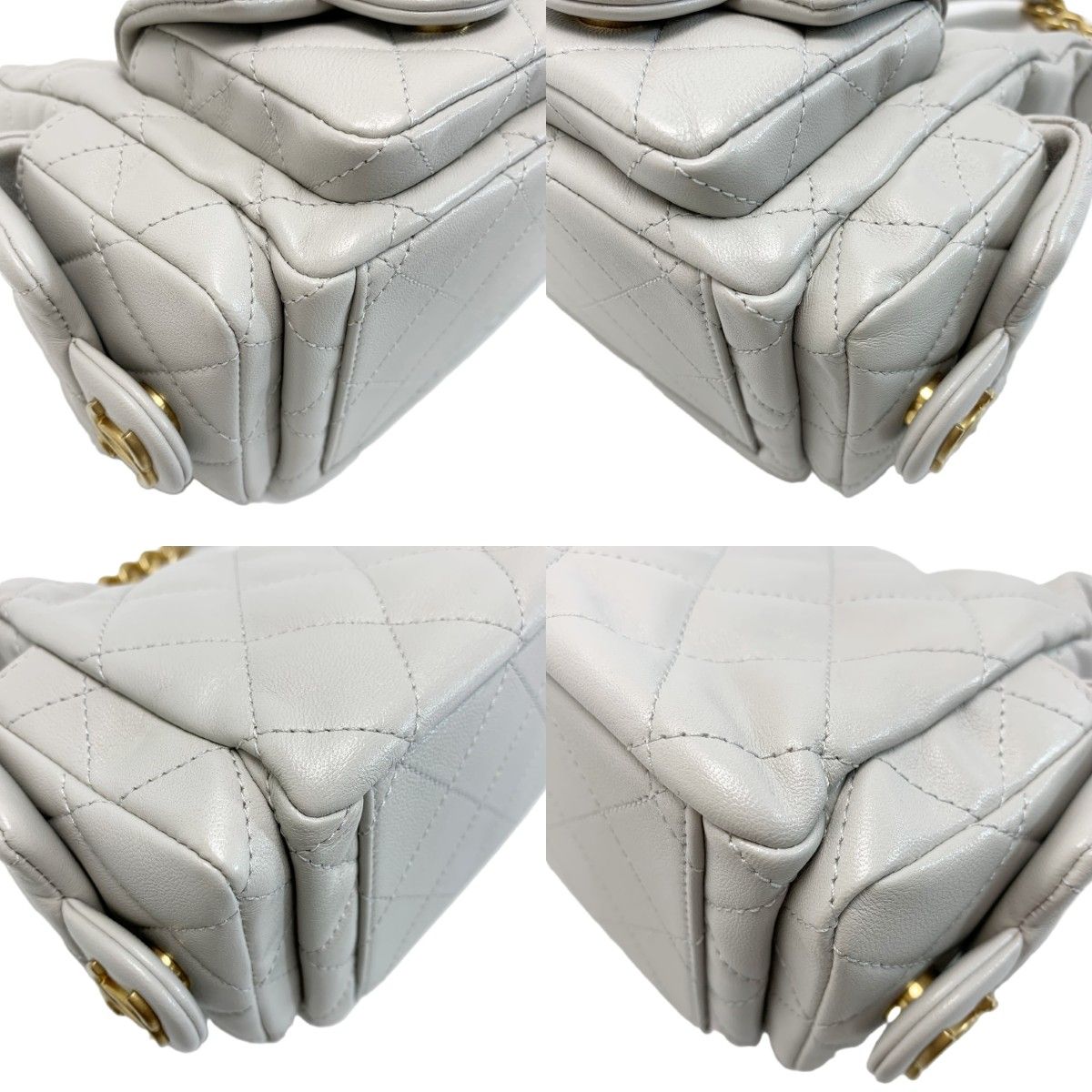 Chanel Quilted Hobo Lambskin Light Gray Shoulder — view 6