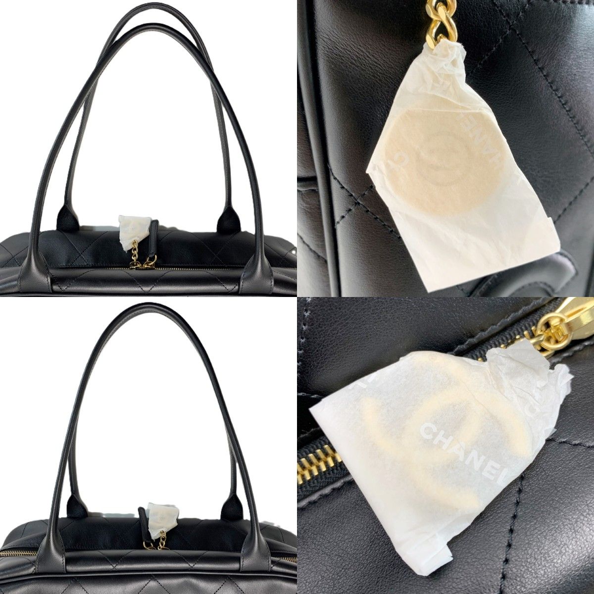 Chanel Logo Bowla Stitch Calfskin Black Boston — view 4