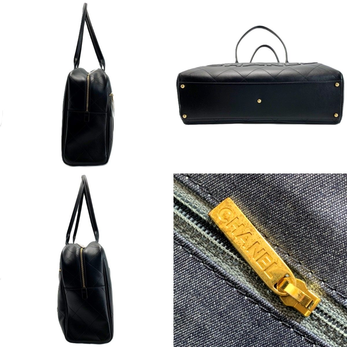 Chanel Logo Bowla Stitch Calfskin Black Boston — view 3