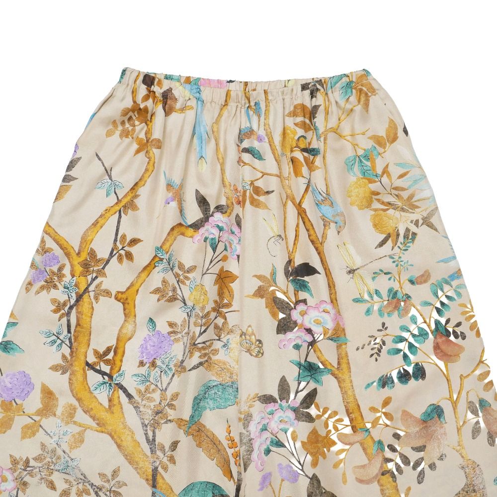 Gucci Wide Pants 42 Silk Satin All Over Pattern Cropped — view 2