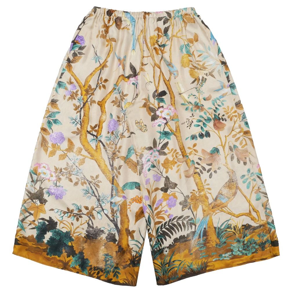 Gucci Wide Pants 42 Silk Satin All Over Pattern Cropped — view 3