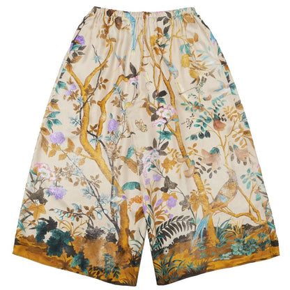 Gucci Wide Pants 42 Silk Satin All Over Pattern Cropped — view 3