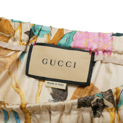 Gucci Wide Pants 42 Silk Satin All Over Pattern Cropped — view 4