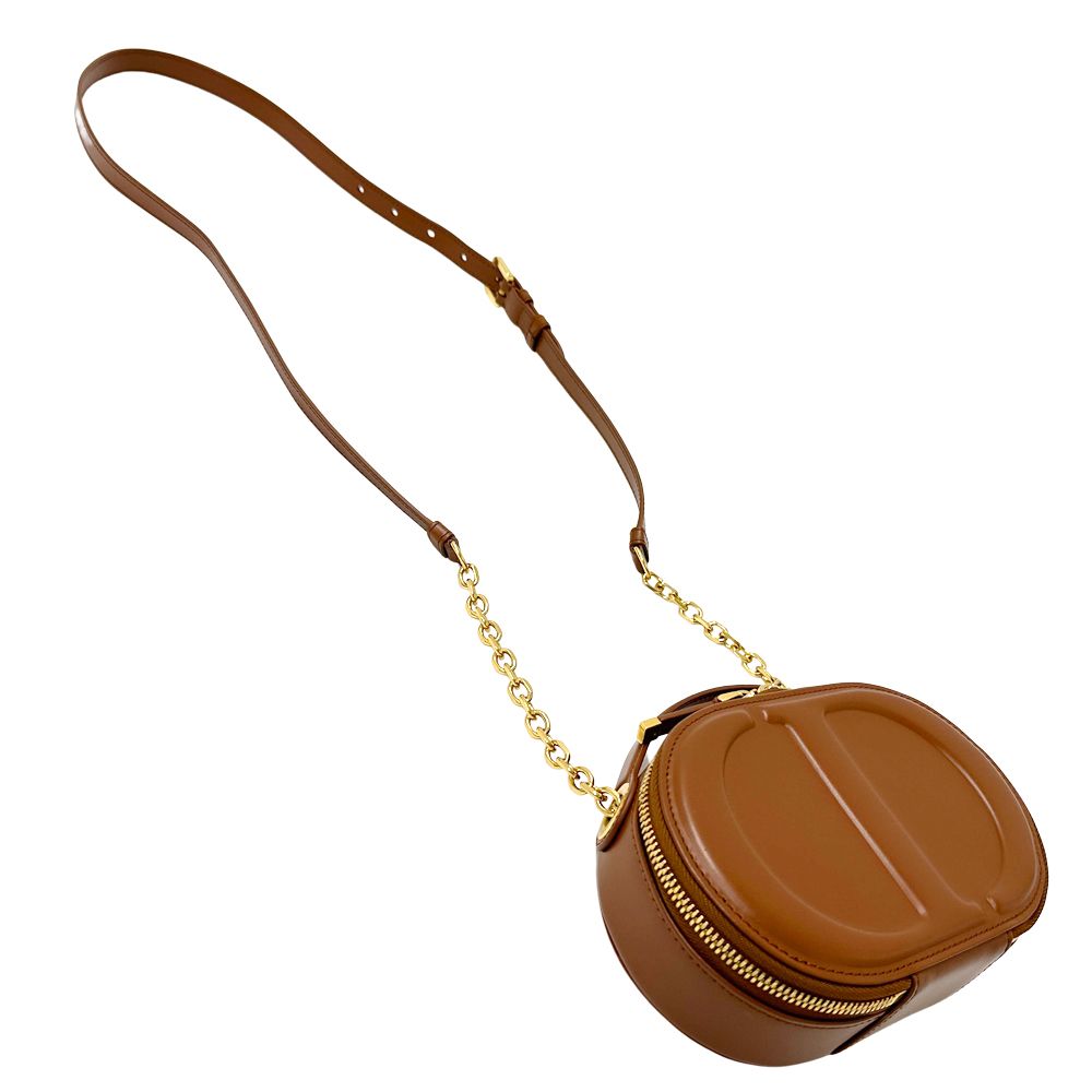 Dior Shoulder Bag Leather Oval Brown Compact — view 4