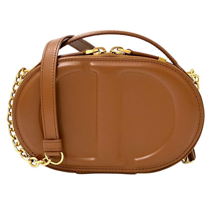 Dior Shoulder Bag Leather Oval Brown Compact — view 2