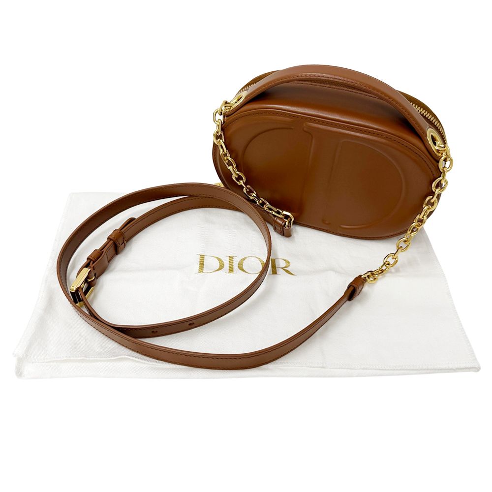 Dior Shoulder Bag Leather Oval Brown Compact — view 7