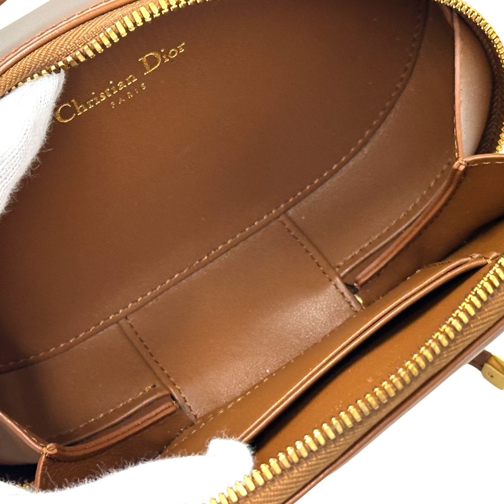 Dior Shoulder Bag Leather Oval Brown Compact — view 5