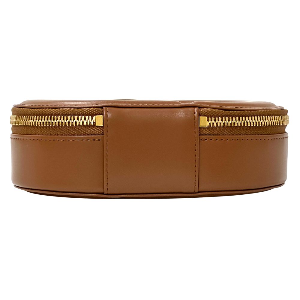 Dior Shoulder Bag Leather Oval Brown Compact — view 3