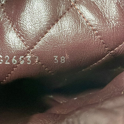 Chanel Short Boots 38 Black Bordeaux Embossed CC Logo Coco Leather — view 6