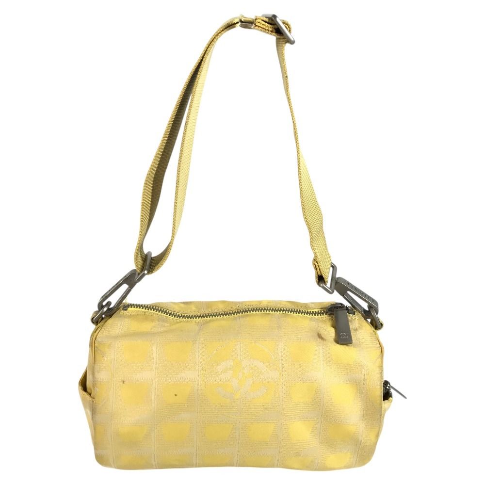 Chanel Shoulder Bag Cylindrical CC Logo Nylon Canvas Yellow