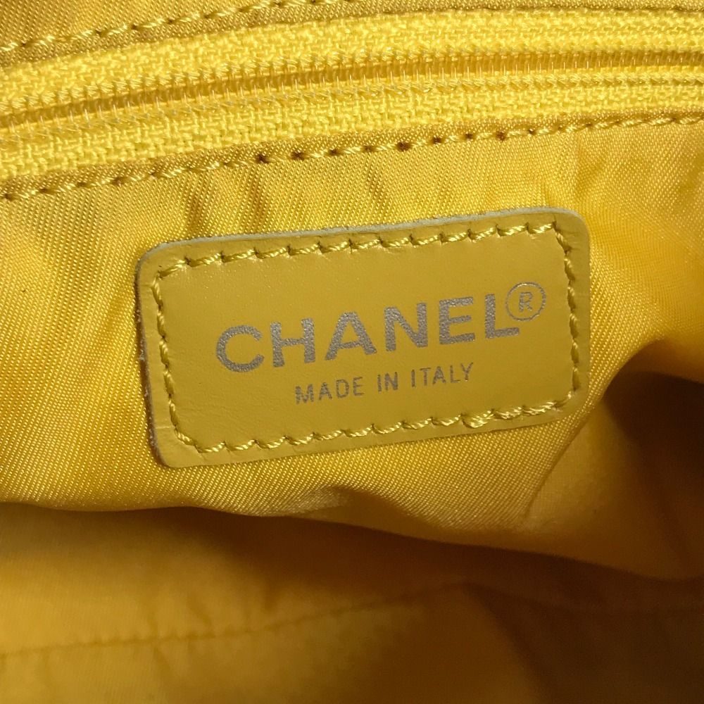 Chanel Shoulder Bag Cylindrical CC Logo Nylon Canvas Yellow — view 6