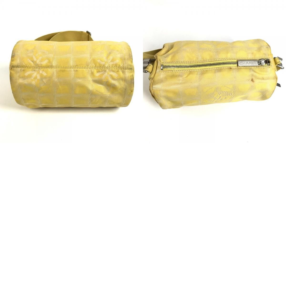 Chanel Shoulder Bag Cylindrical CC Logo Nylon Canvas Yellow — view 9