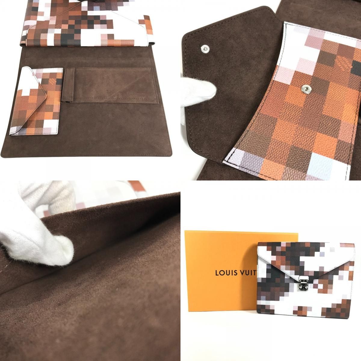 Louis Vuitton Clutch Folder Mark Cow Moflage Leather Brown — view 8