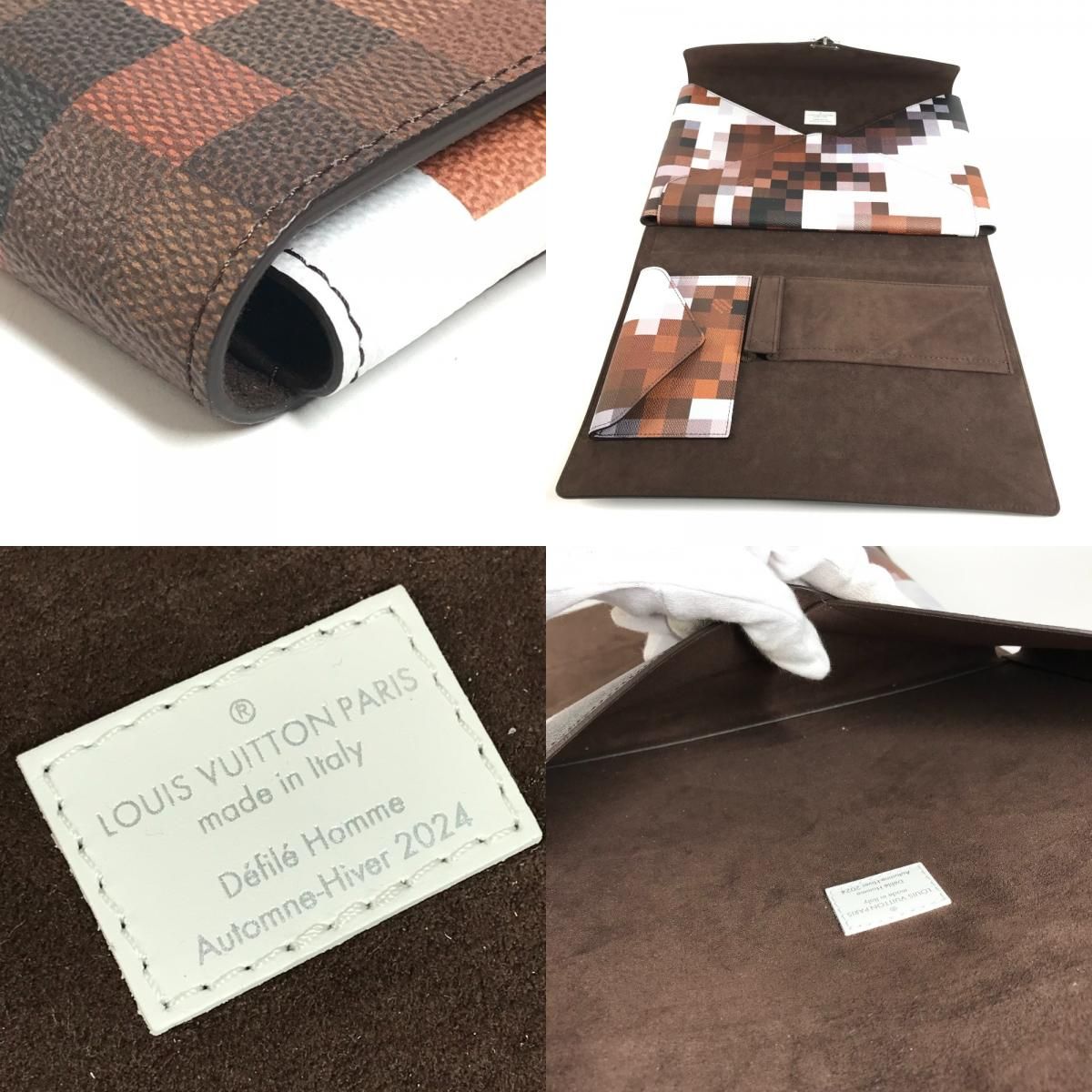 Louis Vuitton Clutch Folder Mark Cow Moflage Leather Brown — view 7