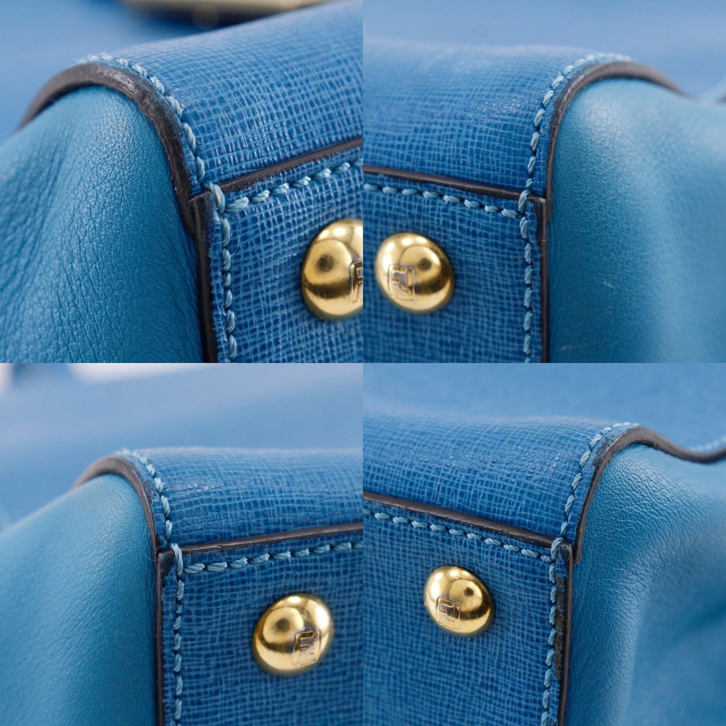 Fendi Toujour 2-Way Shoulder Calf Blue Handbag — view 4