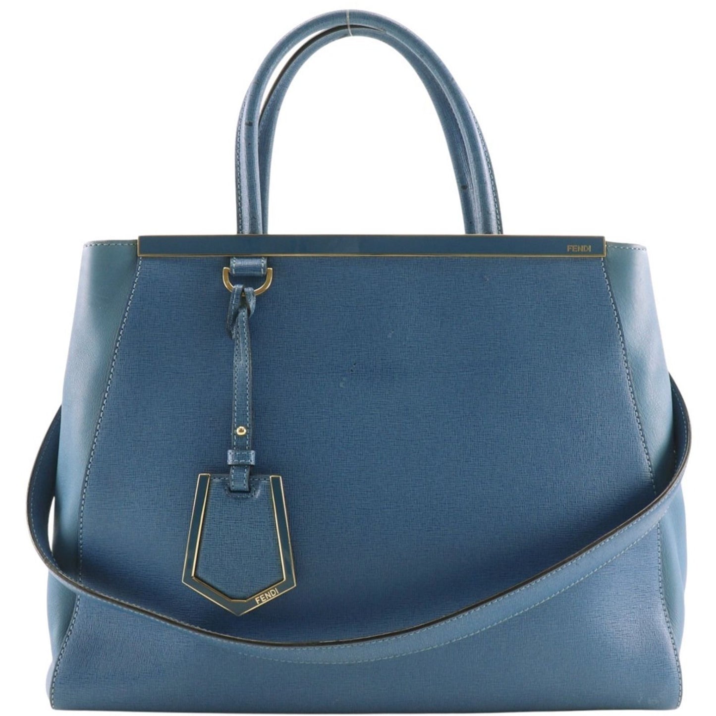 Fendi Toujour 2-Way Shoulder Calf Blue Handbag