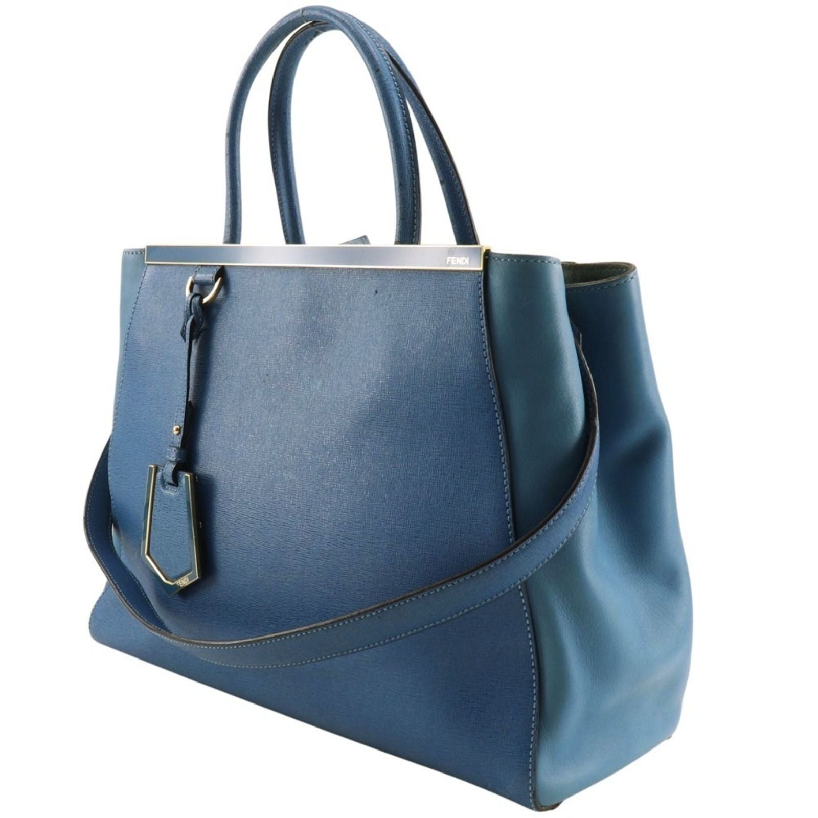 Fendi Toujour 2-Way Shoulder Calf Blue Handbag — view 2