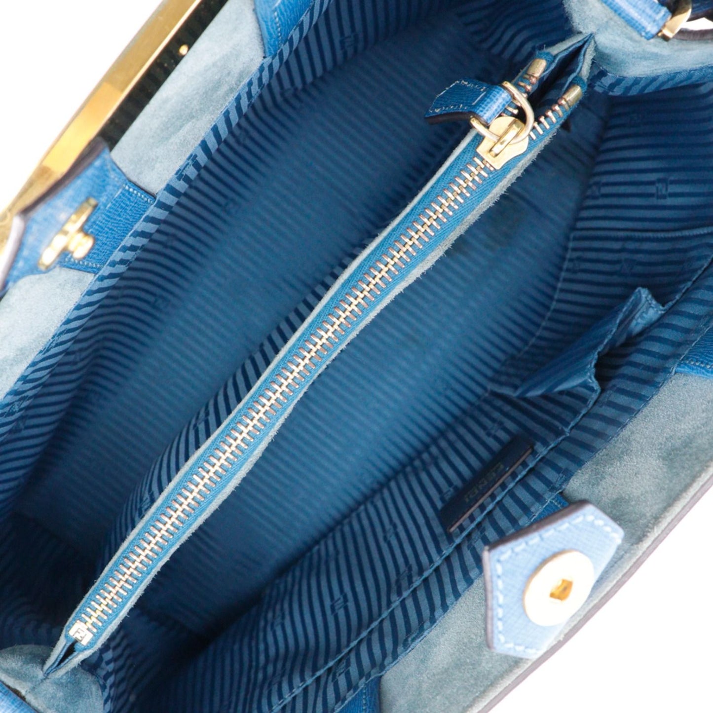 Fendi Toujour 2-Way Shoulder Calf Blue Handbag — view 6