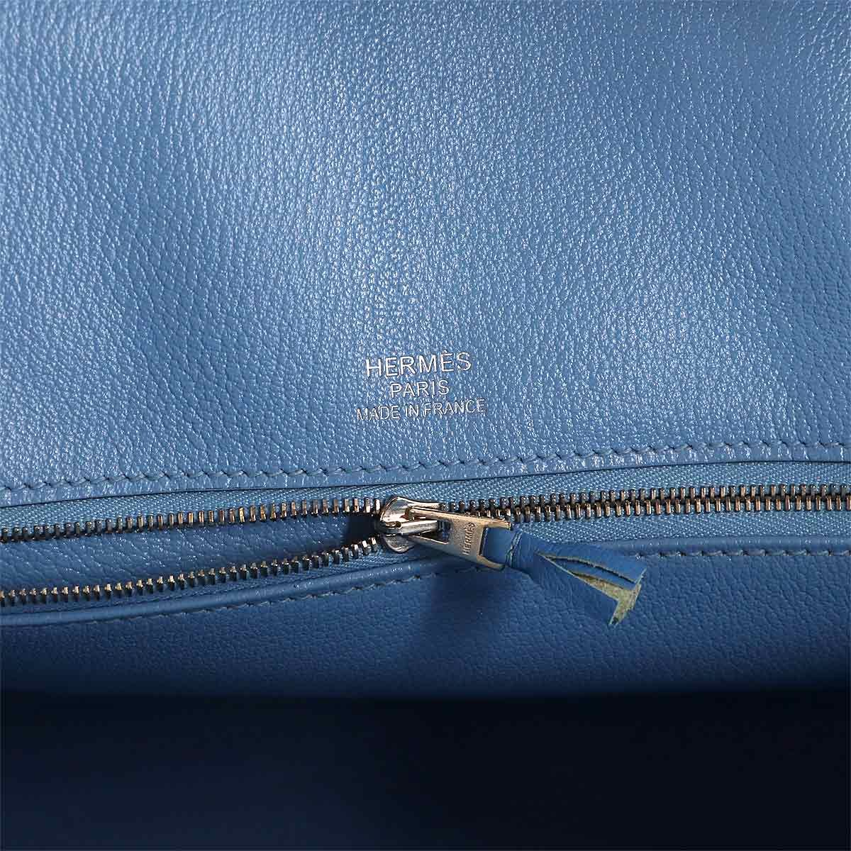 Hermes Birkin 35 Ghillies Taurillon Clemence Ever Color Blue Paradise Hand — view 7