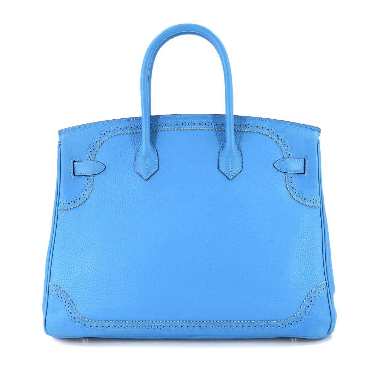 Hermes Birkin 35 Ghillies Taurillon Clemence Ever Color Blue Paradise Hand — view 2