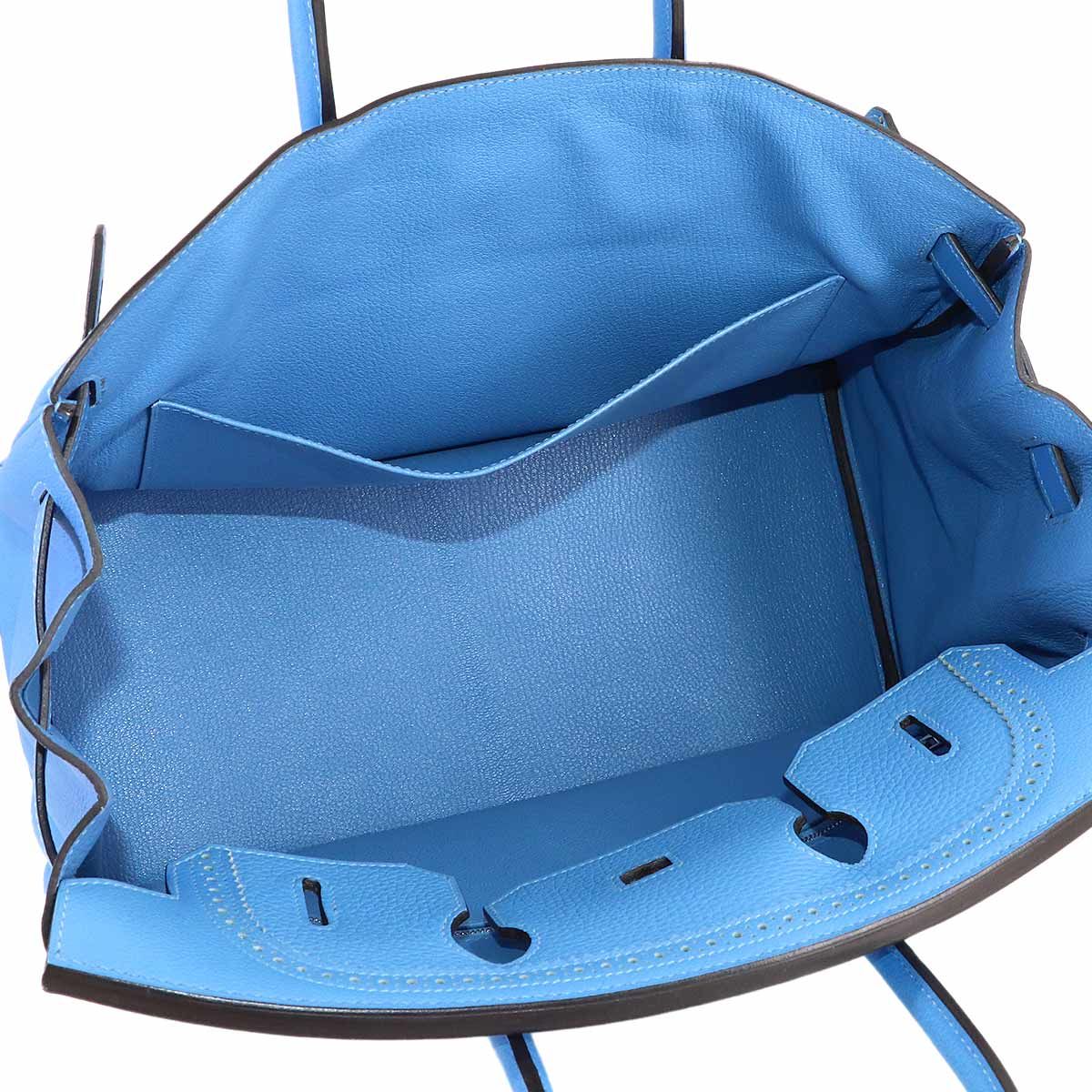 Hermes Birkin 35 Ghillies Taurillon Clemence Ever Color Blue Paradise Hand — view 6