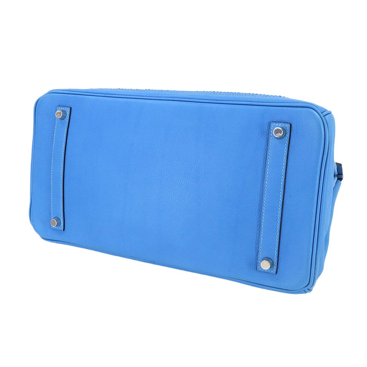 Hermes Birkin 35 Ghillies Taurillon Clemence Ever Color Blue Paradise Hand — view 4